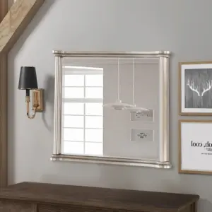Ada 38 x 45 Rectangular Dresser Mirror,Molded Trim,Pine Wood,Brown By Casagear Home