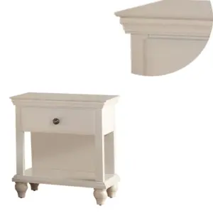 Alternative view of Poplar Wood Night Stand With Spacious Storage,White