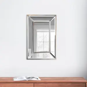 Toby 12 x 18 Inch Wall Mount Accent Mirror,Antique Silver Wood Frame By Casagear Home