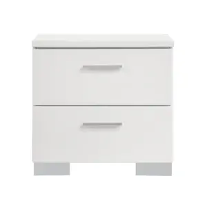 Alternative view of Wooden Nightstand with 2 Drawers and Chrome Metal Legs,White