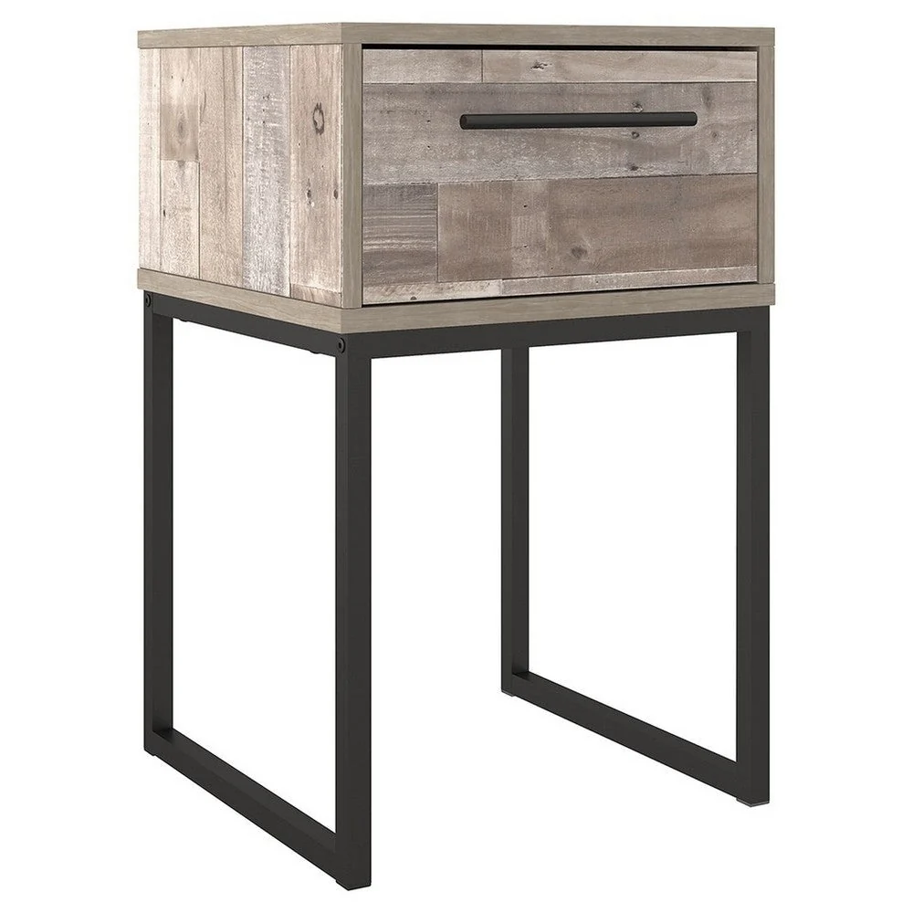 Grace 20 Inch Modern Nightstand,Metal Base,1 Drawer,Whitewashed Wood By Casagear Home – Bild 2