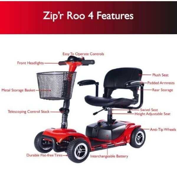 Zip'r Roo 4 Wheel Mobility Travel Scooter – Bild 6