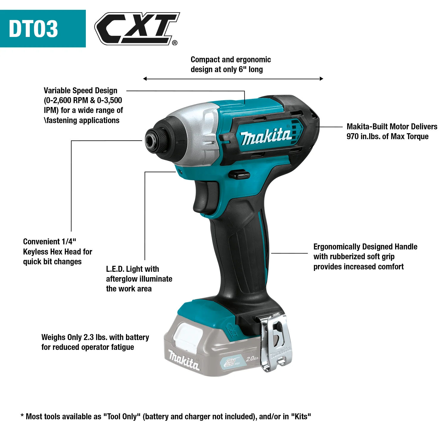 Makita 12 Volt CXT Cordless Impact Driver Kit (2.0Ah) Factory Serviced – Bild 3