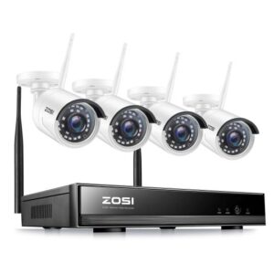 ZOSI Wireless Security Camera System,H.265+ 8 Channel NVR,1080p WiFi IP Camera,Indoor Outdoor Surveillance,4 Cameras+2TB HDD