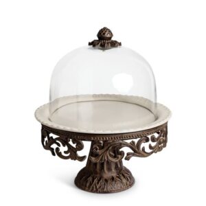 GG Collection Acanthus Cake Pedestal with Glass Dome