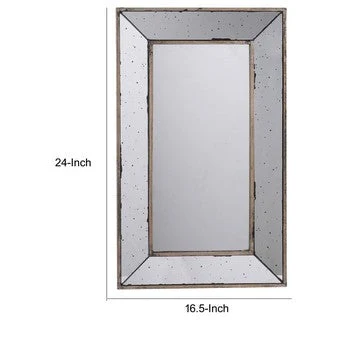 Filo 24 Inch Wall Mirror,Raised Tray Edges,Mirrored Rectangular Frame By Casagear Home – Bild 6