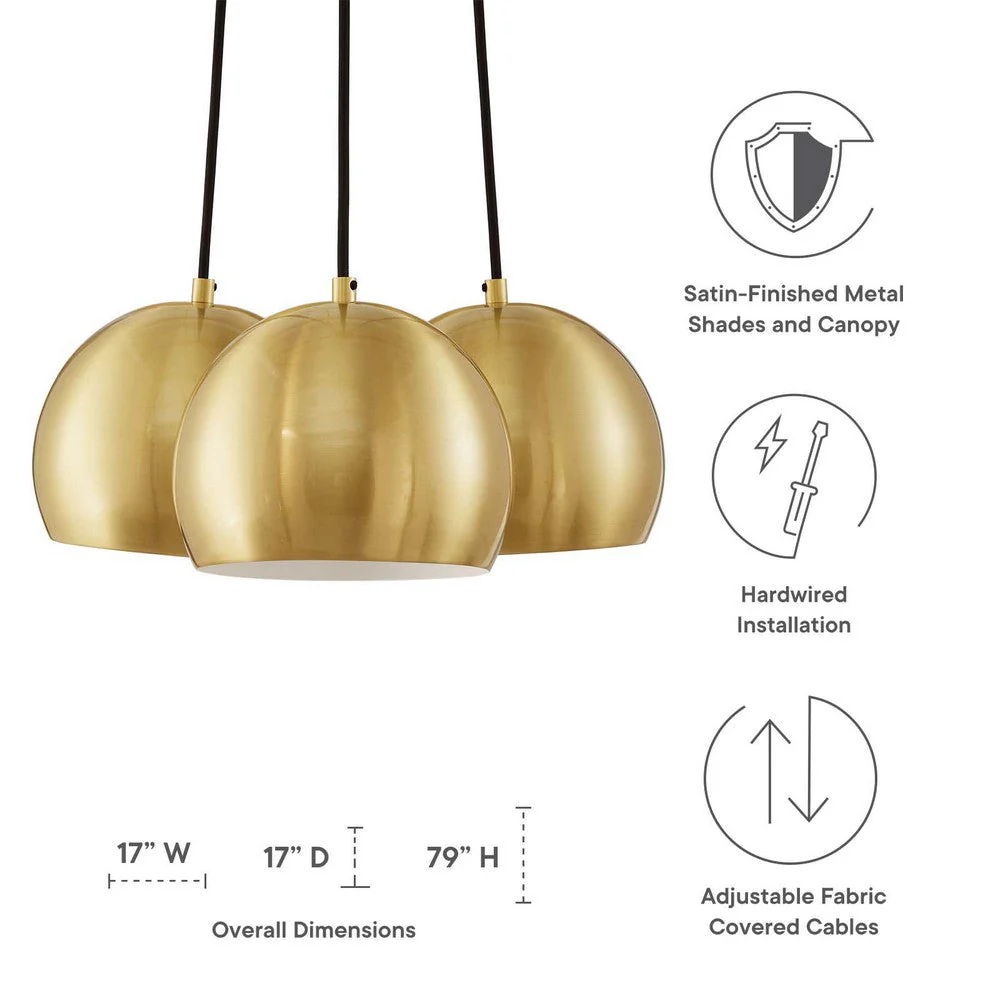 Modway Chalice 3-Light Metal Pendant in Satin Brass – Bild 2