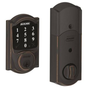 Schlage BE468ZPCAM716 Camelot Connect Electronic Touchscreen Deadbolt with Z-Wave Plus Technology Aged Bronze