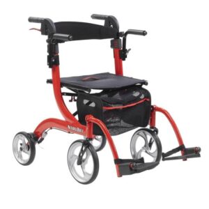 Nitro Duet Rollator and Transport Chair,Red