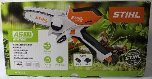 STIHL GTA 26 PRUNER CHAINSAW W/CARRYING CASE,BATTERY AND CHARGER.