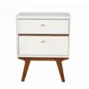 26" 2-Drawer Nightstand with Angled Legs,White and Brown By Casagear Home