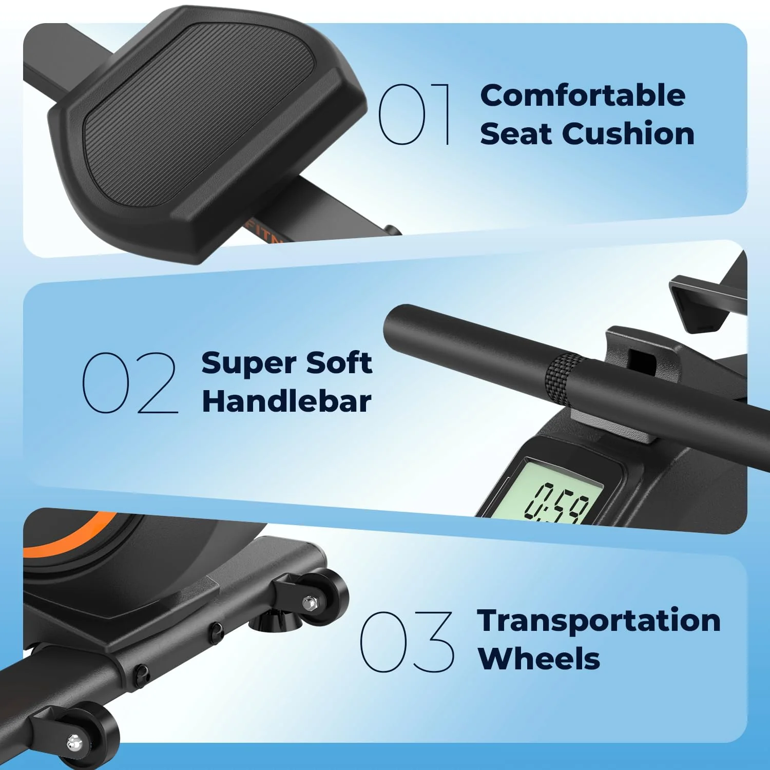 Alternative view of YOSUDA Magnetic Rowing Machine 350 LB Weight Capacity