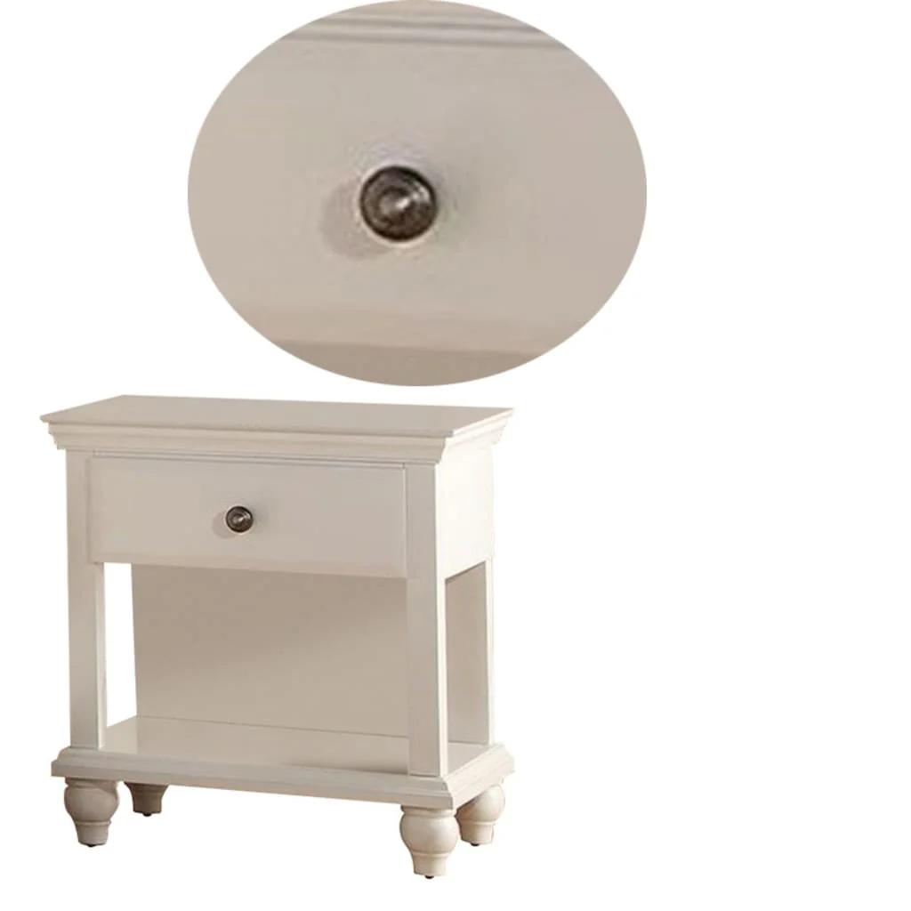 Poplar Wood Night Stand With Spacious Storage,White – Bild 3