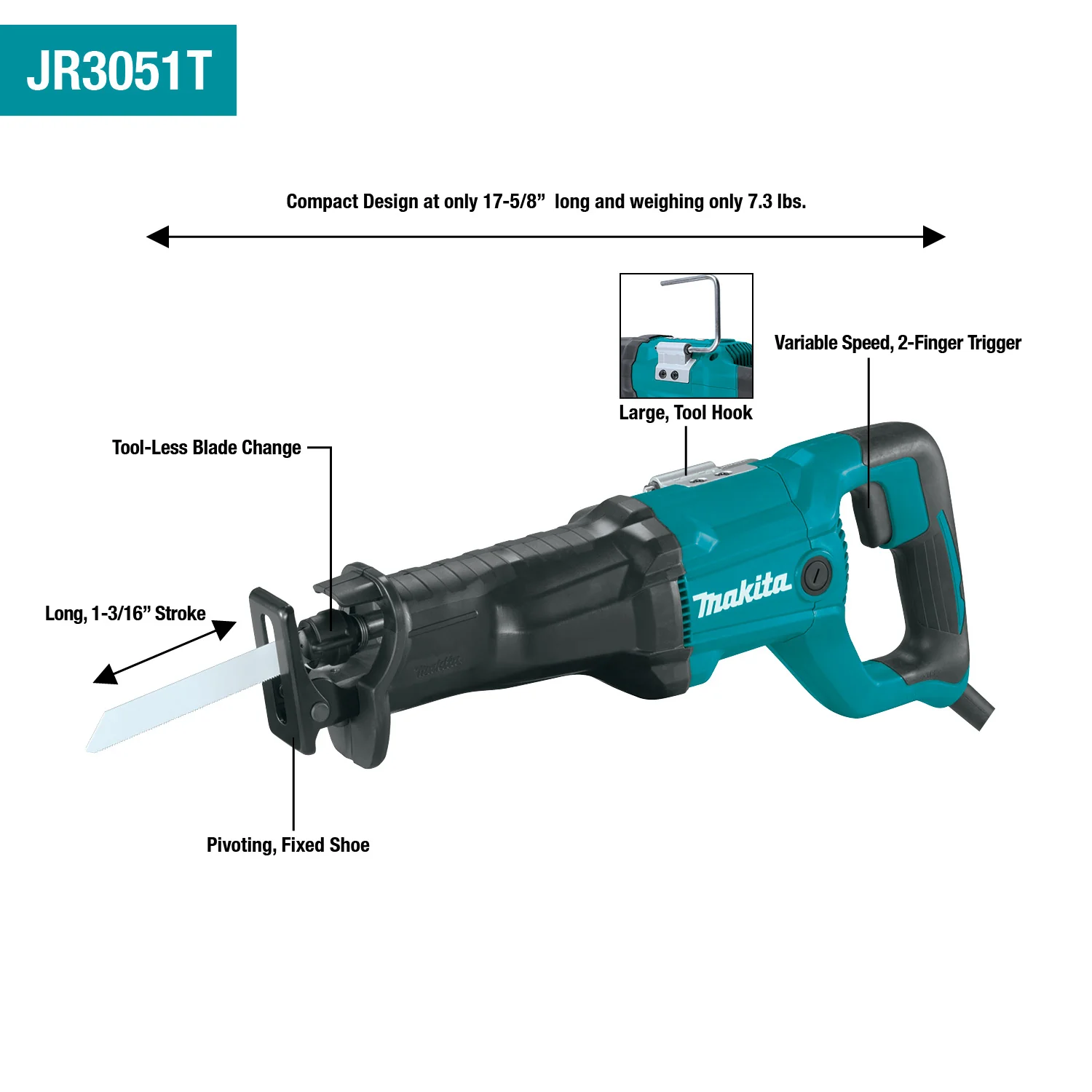 Makita 12 Amp Corded Reciprocating Saw Factory Serviced – Bild 2