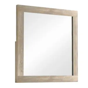Alternative view of Transitional Style Grained Wood Encased Square Mirror,Cream By Casagear Home