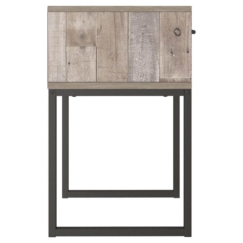 Grace 20 Inch Modern Nightstand,Metal Base,1 Drawer,Whitewashed Wood By Casagear Home – Bild 4