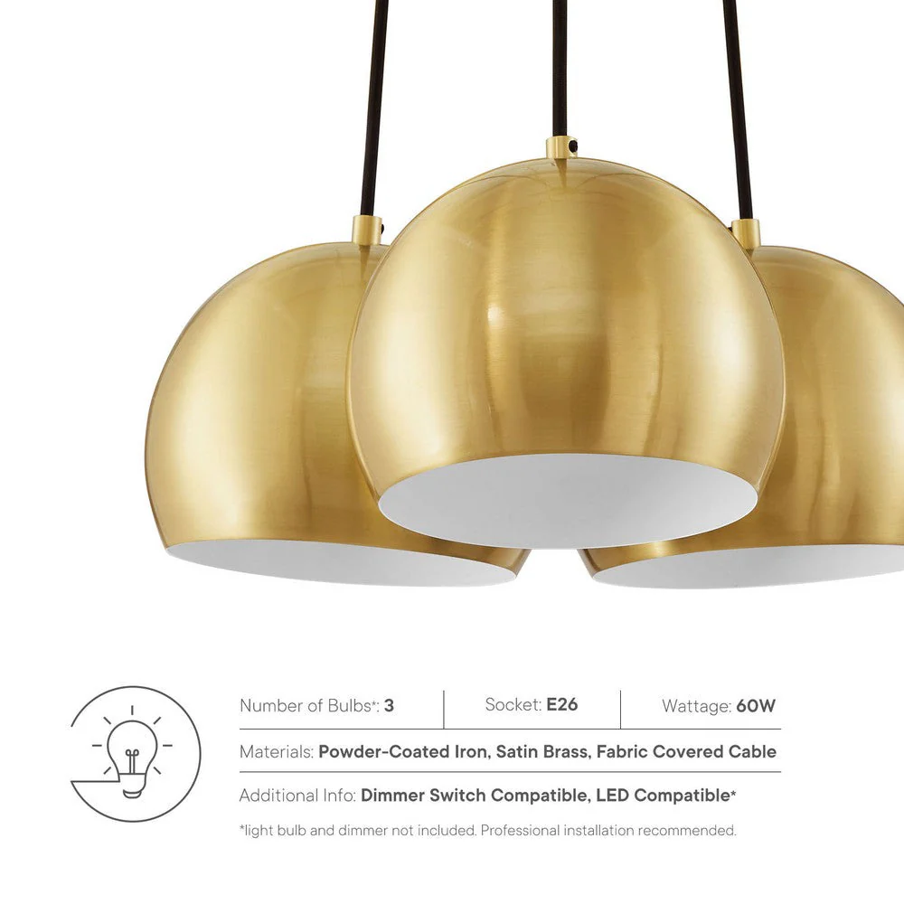 Modway Chalice 3-Light Metal Pendant in Satin Brass – Bild 3