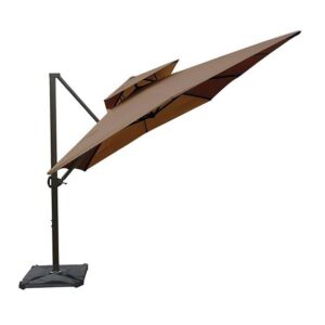 Abba Patio 12 ft. x 9 ft. Aluminum Cantilever Patio Umbrella with Cross Base in Cocoa