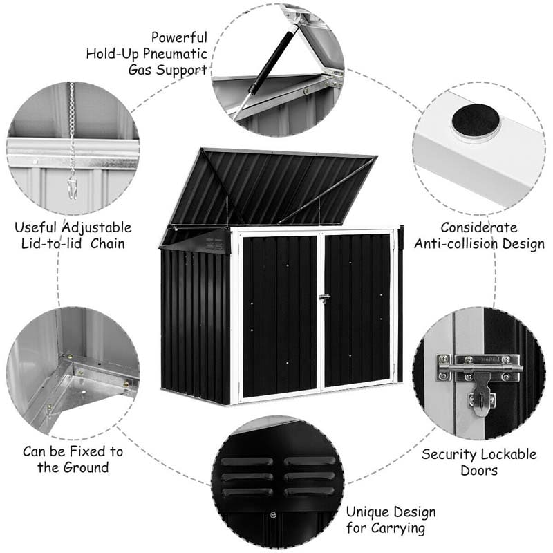 6 x 3 FT Horizontal Metal Storage Shed Outdoor Garbage Bin Enclosure,Multi-function Storage Cabinet for Garden Yard – Bild 3