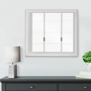 42 Inch Wall Mirror,Molded Sleek Wood Frame,White By Casagear Home