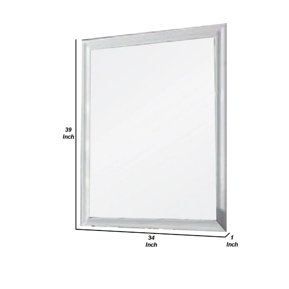 Tyra 39 Inch Wall Mirror,Rectangular Wood Frame,White By Casagear Home – Bild 6