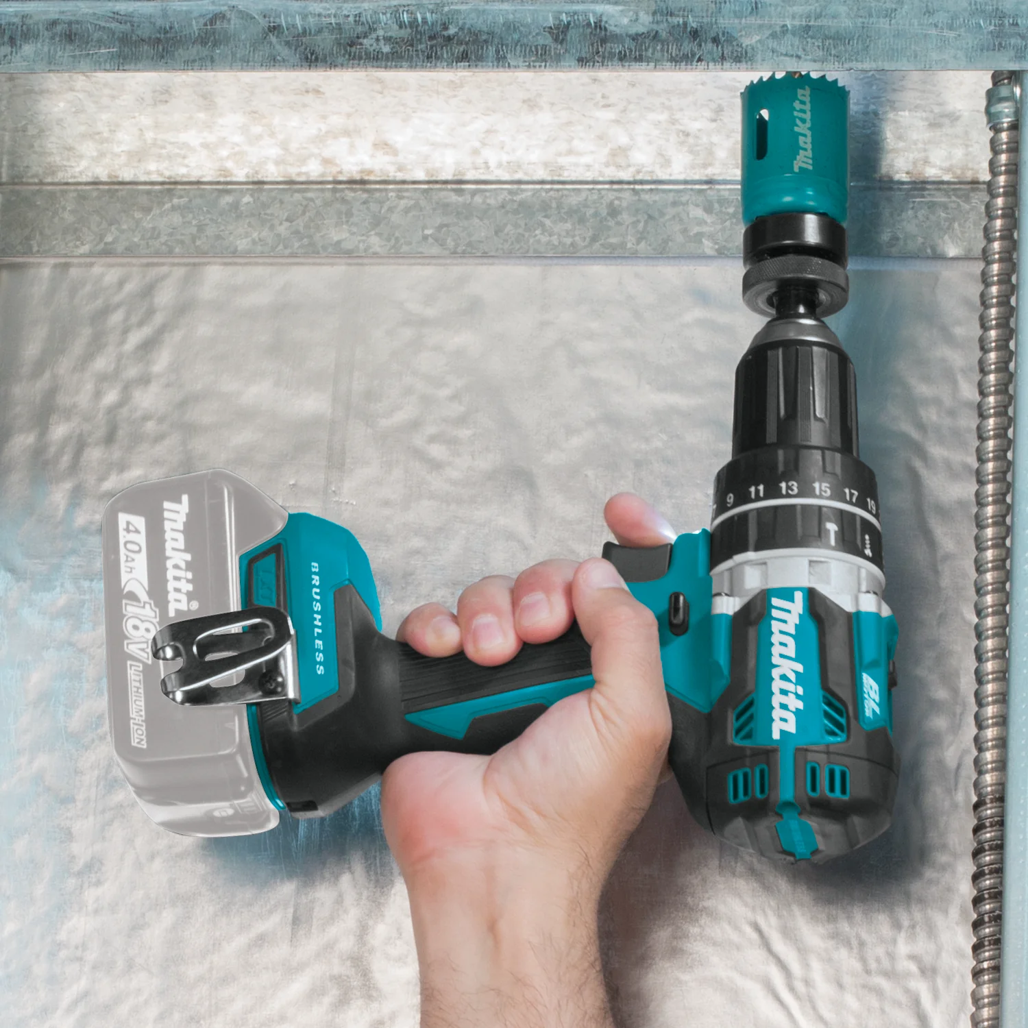 Makita 18 Volt LXT Lithium Ion Compact Brushless Cordless 1/2 Inch Hammer Driver Drill Factory Serviced (Tool Only) – Bild 5