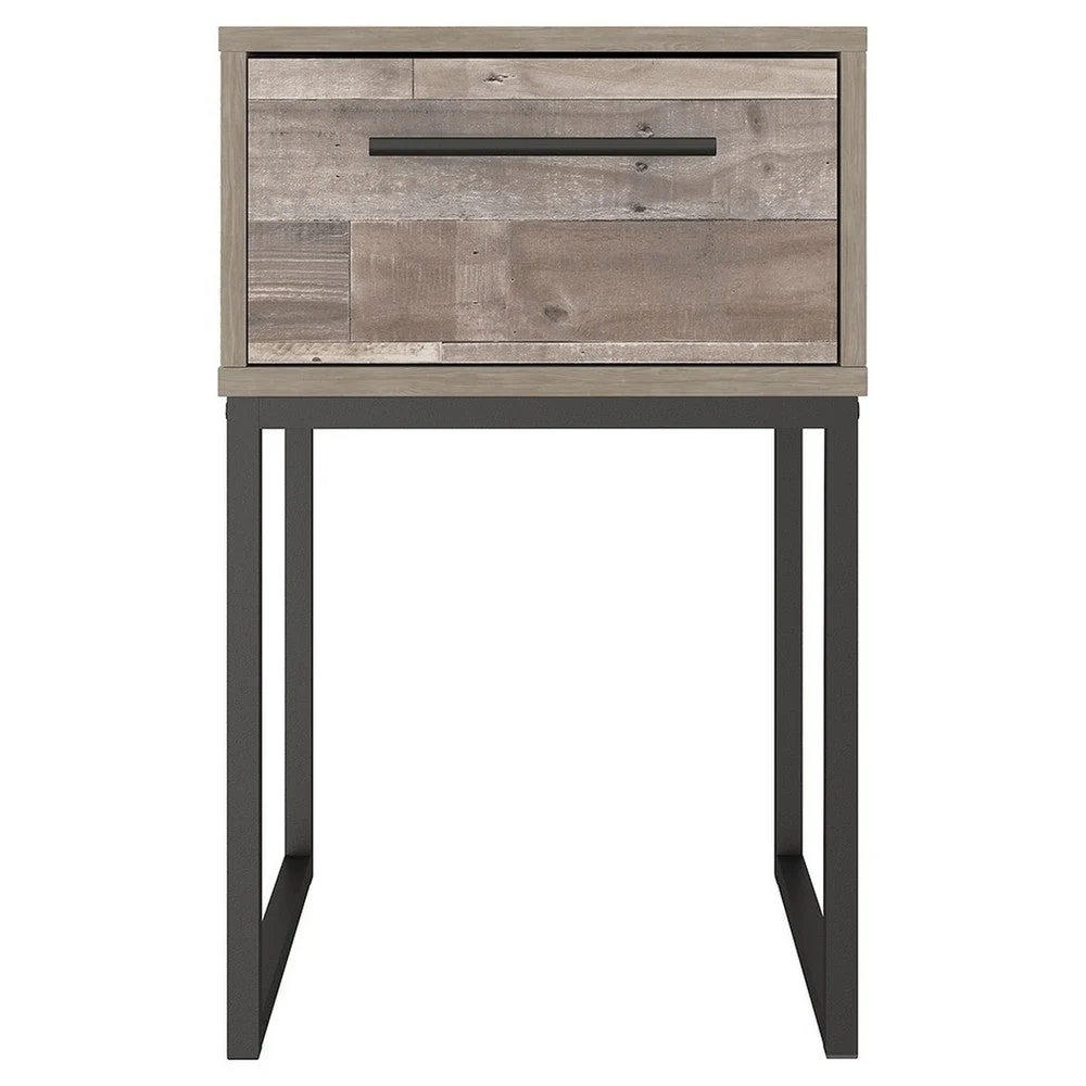 Grace 20 Inch Modern Nightstand,Metal Base,1 Drawer,Whitewashed Wood By Casagear Home – Bild 3