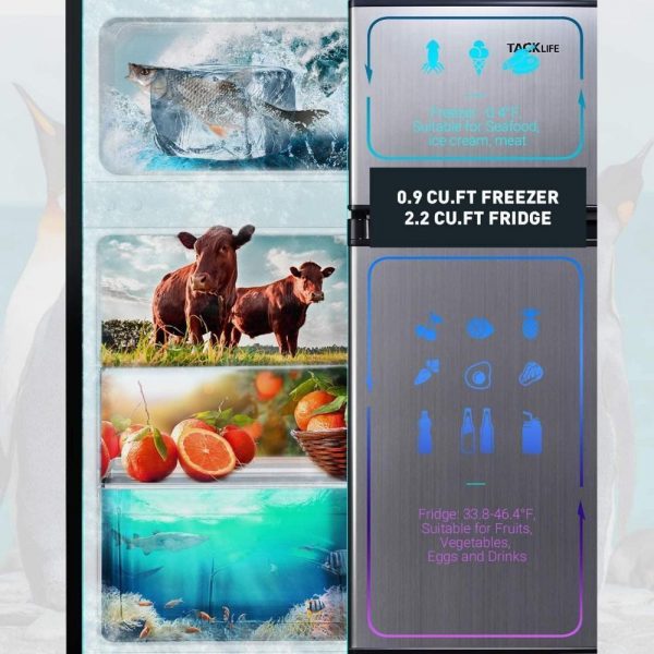 Mini Fridge with Freezer,3.1 Cu.Ft Small Refrigerator,Compact Refrigerator with LED Light – Bild 3