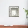Filo 15 Inch Square Accent Wall Mirror,Raised Edges,Silver Wood Frame By Casagear Home