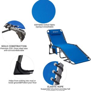 Alternative view of 4-Fold Outdoor Folding Chaise Lounge Chair for Beach,Sunbathing,Patio,Pool,Lawn,Deck,Portable Lightweight Heavy-Duty Adjustable Camping Reclining Chair with Pillow,Blue