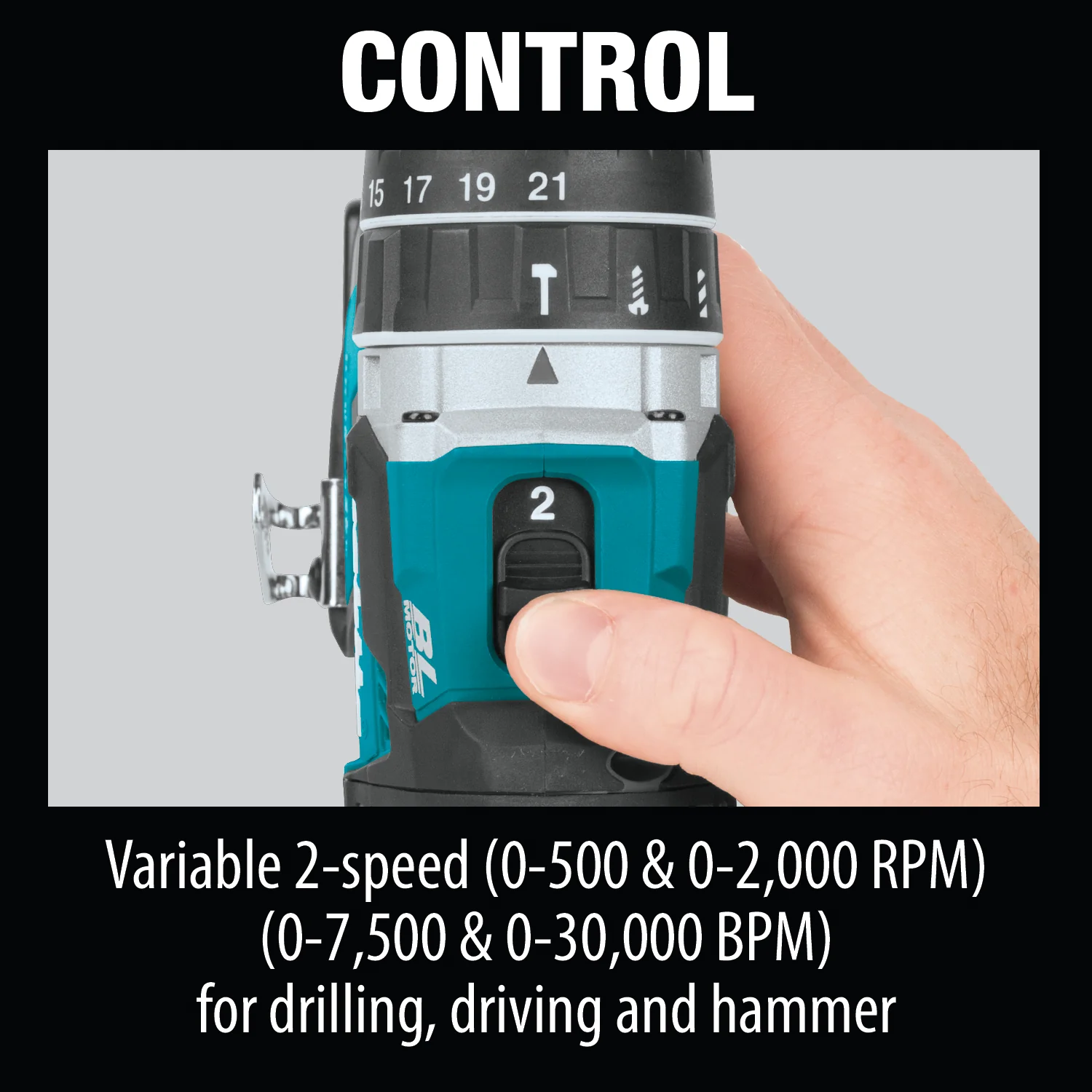 Makita 18 Volt LXT Lithium Ion Compact Brushless Cordless 1/2 Inch Hammer Driver Drill Factory Serviced (Tool Only) – Bild 9
