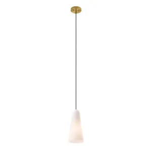 Alternative view of Beacon 1-Light Pendant Light in Opal Satin Brass
