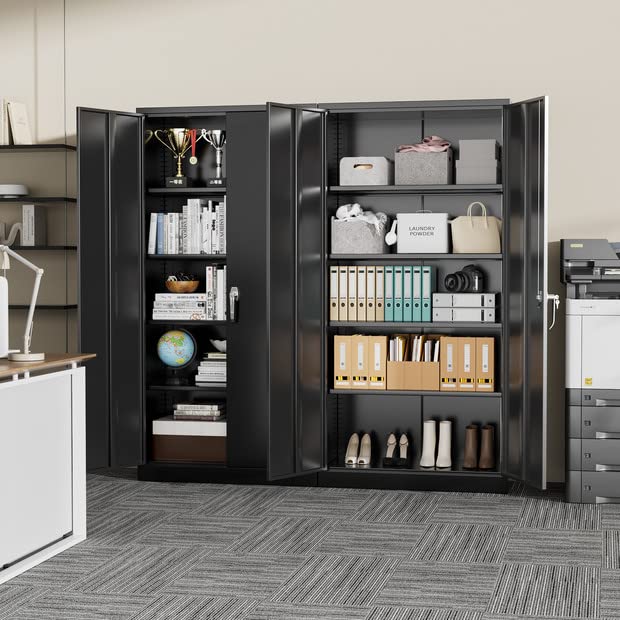 Alternative view of Greenvelly 72 Black Storage Cabinet with Doors