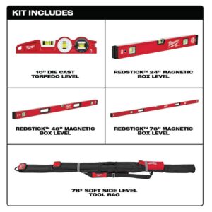 Alternative view of 10 in. /24 in. /48 in. /78 in. REDSTICK Magnetic Box and Torpedo Level Set MLBXCM78