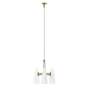 Alternative view of Modway Beacon 3-Light Pendant Light in Opal Satin Brass,Brown,20.5 x 20.5 x 73