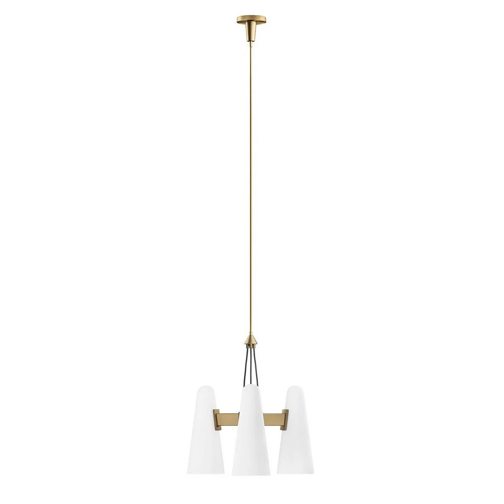 Modway Beacon 3-Light Pendant Light in Opal Satin Brass,Brown,20.5 x 20.5 x 73 – Bild 2